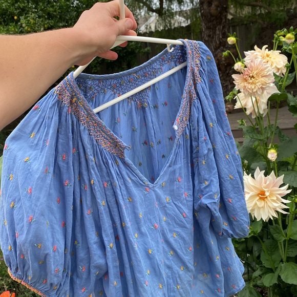 Doen | Tops | Doen Amna Top Ciel Carnation Embroidery | Poshmark